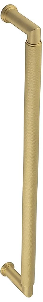 Rounded Bolt Through Pull Handle With Rounded Knurled Grip - 448mm Length (425mm Centres) - Satin Brass (Lacquered) - Suitable For Use With FD30 / FD60 Fire Doors