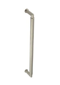 Rounded Bolt Through Pull Handle With Rounded Knurled Grip - 448mm Length (425mm Centres) - Satin Nickel - Suitable For Use With FD30 / FD60 Fire Doors