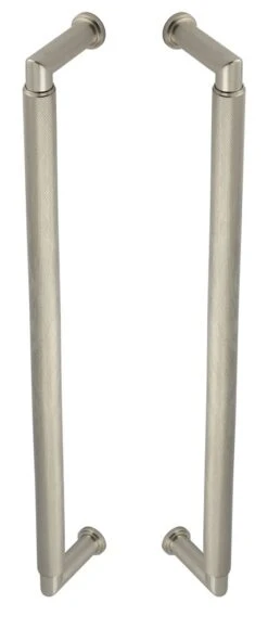 Rounded Back To Back Pull Handle With Rounded Knurled Grip - 448mm Length (425mm Centres) - Satin Nickel - Suitable For Use With FD30 / FD60 Fire Doors