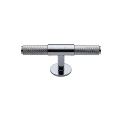 Knurled Pattern T-Bar Shape Cabinet Pull Handle - Available In Two Sizes - Polished Chrome