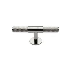 Knurled Pattern T-Bar Shape Cabinet Pull Handle - Available In Two Sizes - Polished Nickel