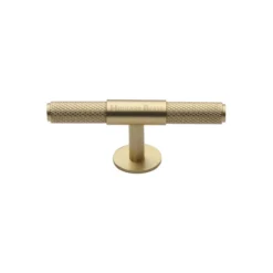 Knurled Pattern T-Bar Shape Cabinet Pull Handle - Available In Two Sizes - Satin Brass (Lacquered)