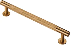 Knurled T-Bar Cabinet Bolt Through Fixing Pull Handle - Available In Two Sizes - Satin Brass (Lacquered)