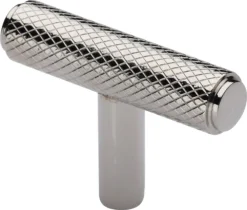 Knurled T-Bar Cabinet Knob - 45mm X 11mm - Polished Nickel