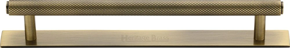 Knurled T-Bar Cabinet Pull Handle With Backplate - Available In Three Sizes - Antique Brass (Gloss Lacquered)