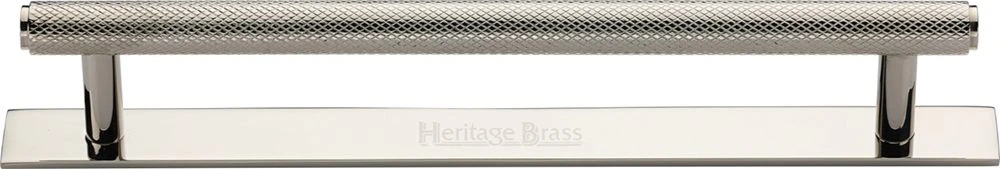 Knurled T-Bar Cabinet Pull Handle With Backplate - Available In Three Sizes - Polished Nickel