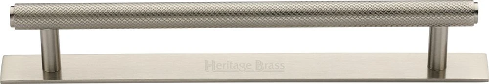 Knurled T-Bar Cabinet Pull Handle With Backplate - Available In Three Sizes - Satin Nickel