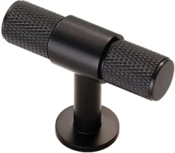 Knurled T-Bar Cylindrical Cabinet Door Knob - Matt Black