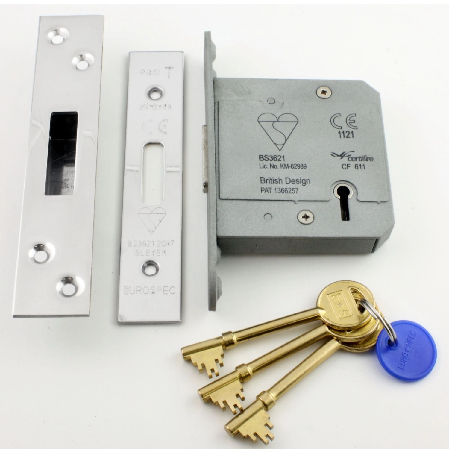 5 Lever British Standard Kite Marked Mortice Dead Lock - BS3621 Rated - CE / UKCA Marked - Fire Rated - Certifire Approved - Polished Stainless Steel - - Image 3