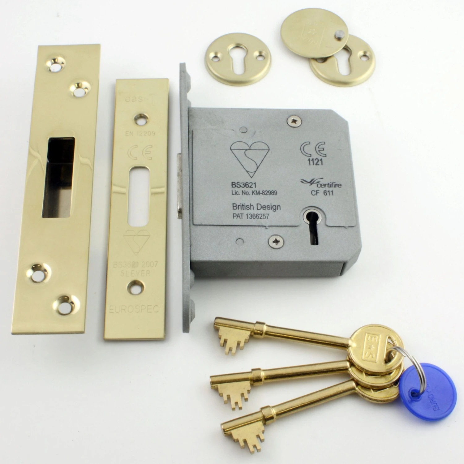 5 Lever British Standard Kite Marked Mortice Dead Lock - BS3621 Rated - CE / UKCA Marked - Fire Rated - Certifire Approved - Polished Brass PVD Plated - Image 3