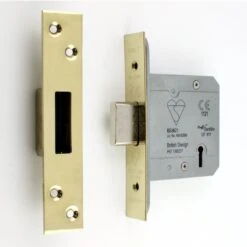 5 Lever British Standard Kite Marked Mortice Dead Lock - BS3621 Rated - CE / UKCA Marked - Fire Rated - Certifire Approved - Polished Brass PVD Plated