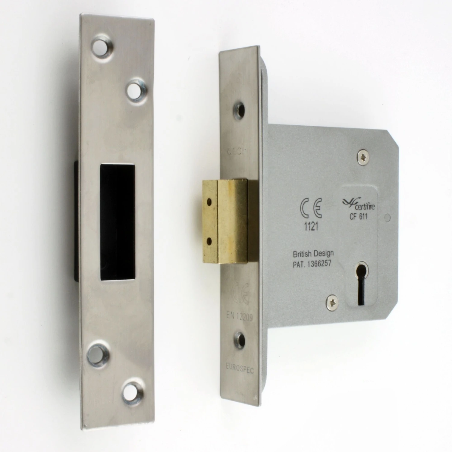Architectural Quality 3 Lever Mortice Dead Lock - CE / UKCA Marked - Fire Rated - Certifire Approved - Satin Stainless Steel