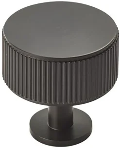 Line Knurled Cabinet Knob - 35mm Diameter - Matt Black