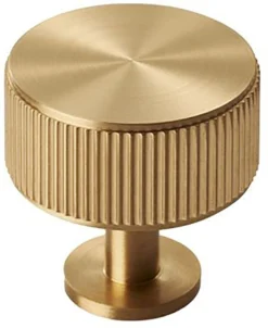 Line Knurled Cabinet Knob - 35mm Diameter - Satin Brass (Lacquered)