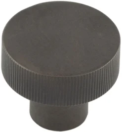Line Knurled Circular Cupboard Knob - Available In Two Sizes - Dark Bronze (Lacquered)