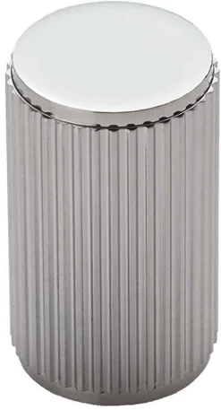 Line Knurled Cylindrical Cabinet Knob - 30mm Projection - Polished Chrome