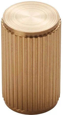 Line Knurled Cylindrical Cabinet Knob - 30mm Projection - Satin Brass (Lacquered)
