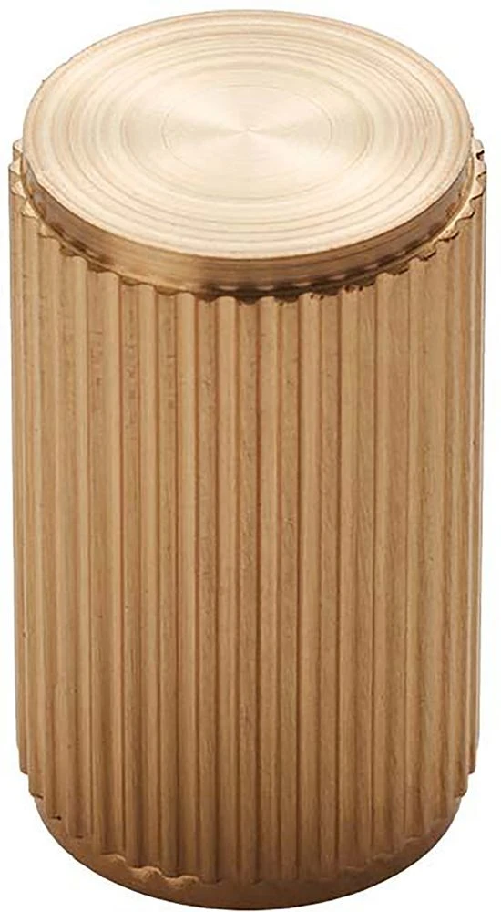 Line Knurled Cylindrical Cabinet Knob - 30mm Projection - Satin Brass (Lacquered)