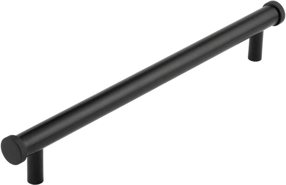 Line Knurled T-Bar Cabinet Handle - Available In Two Sizes - Matt Black - Image 2