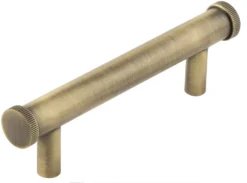 Line Knurled T-Bar Cabinet Handle - Available In Two Sizes - Antique Brass (Lacquered)