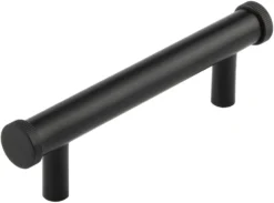 Line Knurled T-Bar Cabinet Handle - Available In Two Sizes - Matt Black