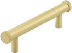Line Knurled T-Bar Cabinet Handle - Available In Two Sizes - Satin Brass (Lacquered)