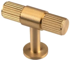 Line Knurled T-Bar Cabinet Knob - 50mm Length - Satin Brass (Lacquered)