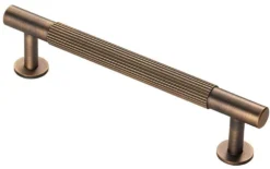Line Knurled T-Bar Cabinet Pull Handle - Available In Four Sizes - Antique Brass (Lacquered)