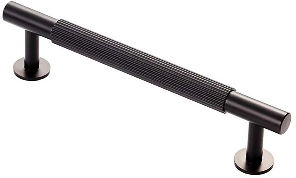 Line Knurled T-Bar Cabinet Pull Handle - Available In Four Sizes - Matt Black