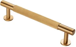 Line Knurled T-Bar Cabinet Pull Handle - Available In Four Sizes - Satin Brass (Lacquered)
