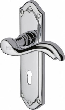 Lisboa Lever Door Handles On A Backplate - Polished Chrome