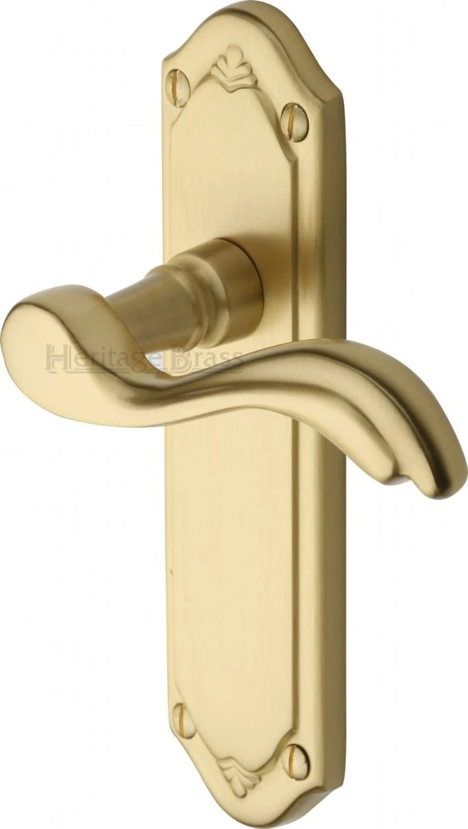 Lisboa Lever Door Handles On A Backplate - Satin Brass (Lacquered) - Image 2