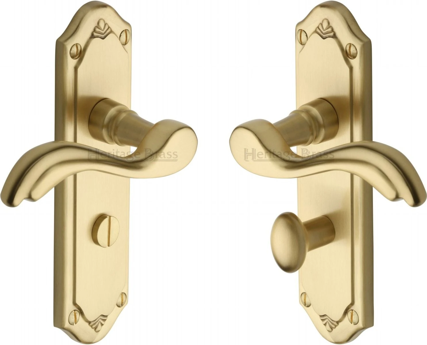 Lisboa Lever Door Handles On A Backplate - Satin Brass (Lacquered) - Image 3