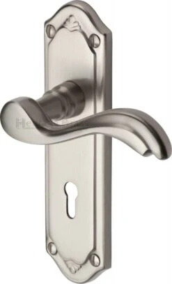 Lisboa Lever Door Handles On A Backplate - Satin Nickel