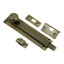 Locking Pattern Straight Design Door Bolt - Antique Brass