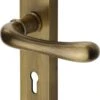 Luna Lever Door Handles On A Backplate - Antique Brass (Gloss Lacquered)