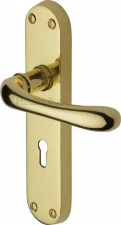 Luna Lever Door Handles On A Backplate - Polished Brass (Lacquered)