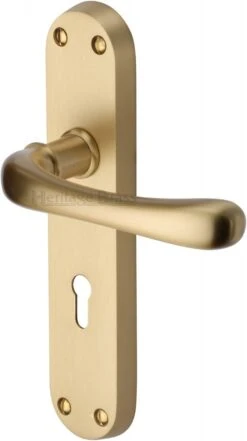 Luna Lever Door Handles On A Backplate - Satin Brass (Lacquered)