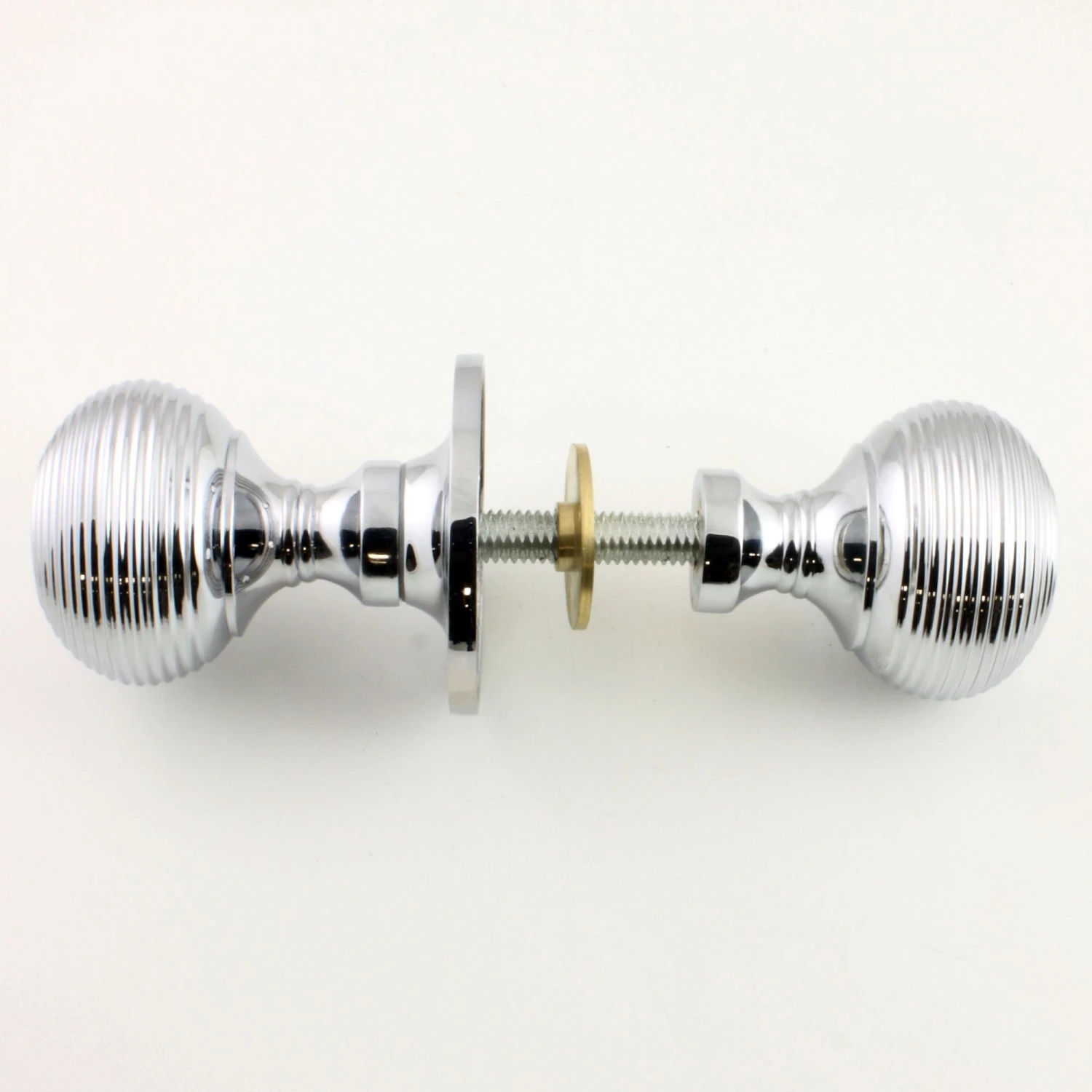 Queen Anne Style Reeded Rim Knob Set - Polished Chrome