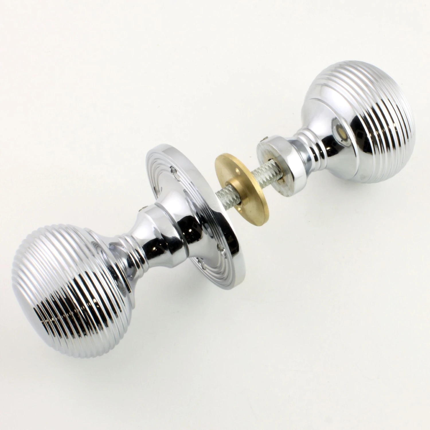 Queen Anne Style Reeded Rim Knob Set - Polished Chrome - Image 4