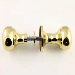 Architectural Quality Mushroom Shape Rim Knob Set - Polished Brass (Lacquered)