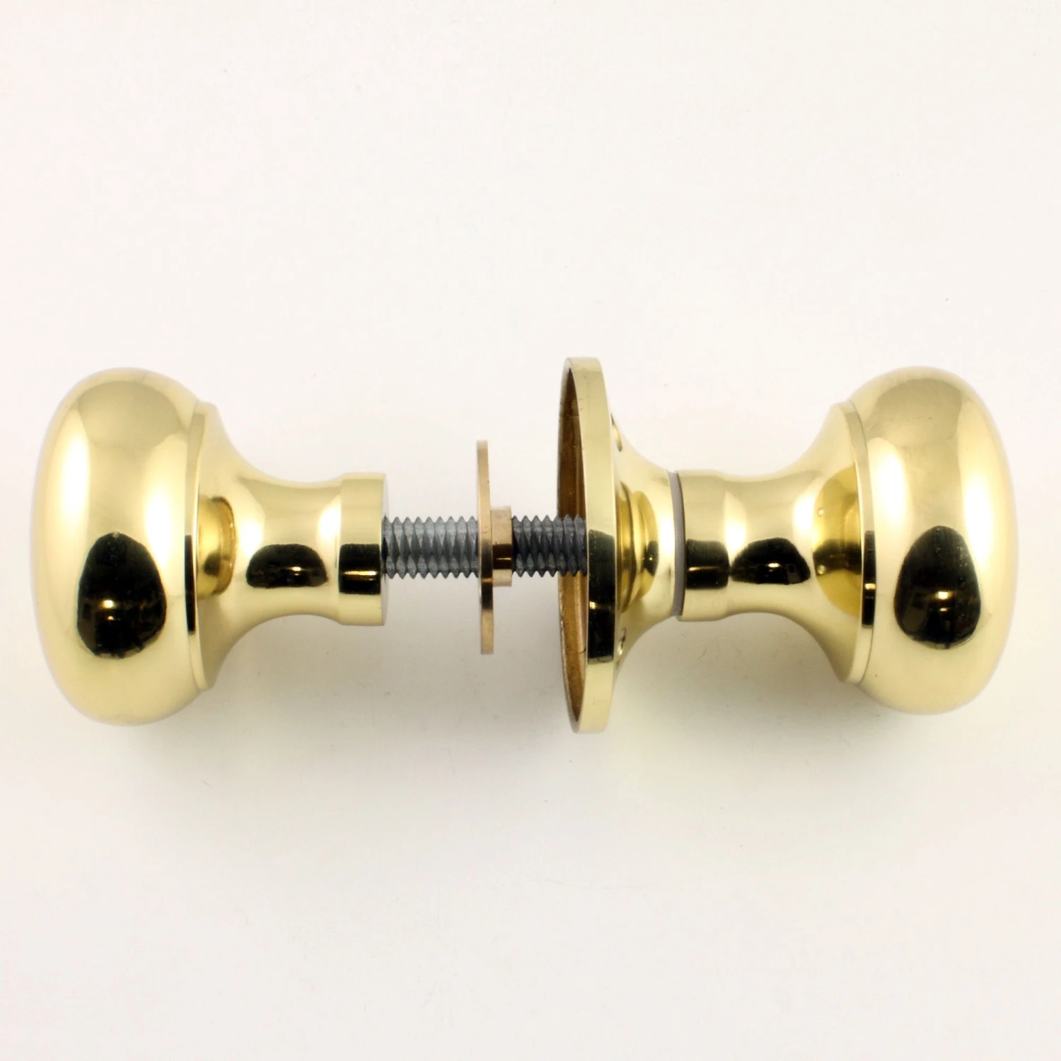 Architectural Quality Mushroom Shape Rim Knob Set - Polished Brass (Lacquered)