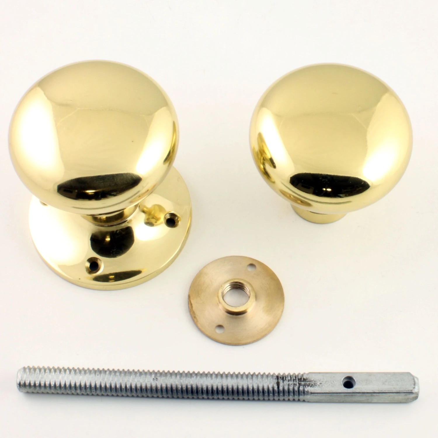 Architectural Quality Mushroom Shape Rim Knob Set - Polished Brass (Lacquered) - Image 4