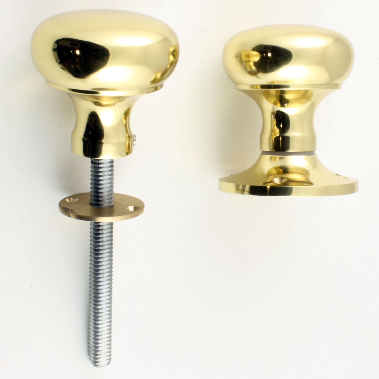 Architectural Quality Mushroom Shape Rim Knob Set - Polished Brass (Lacquered) - Image 5