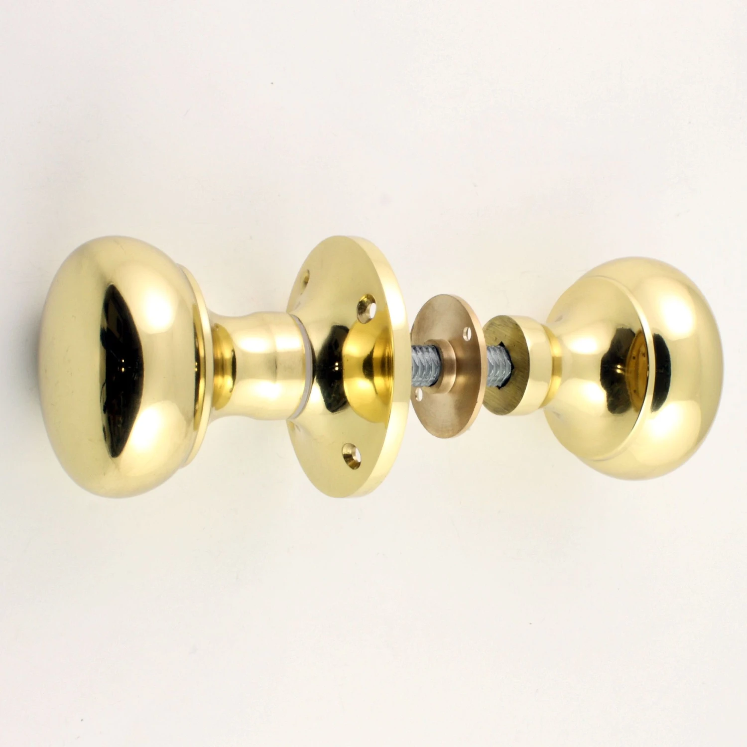 Architectural Quality Mushroom Shape Rim Knob Set - Polished Brass (Lacquered) - Image 3