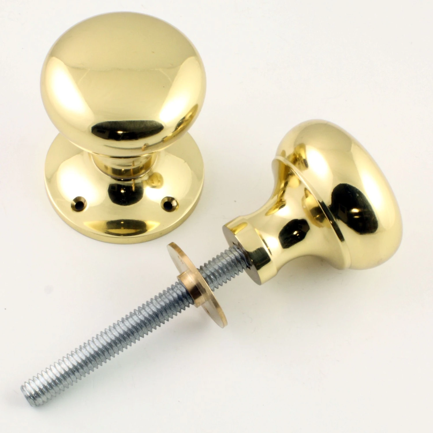 Architectural Quality Mushroom Shape Rim Knob Set - Polished Brass (Lacquered) - Image 2