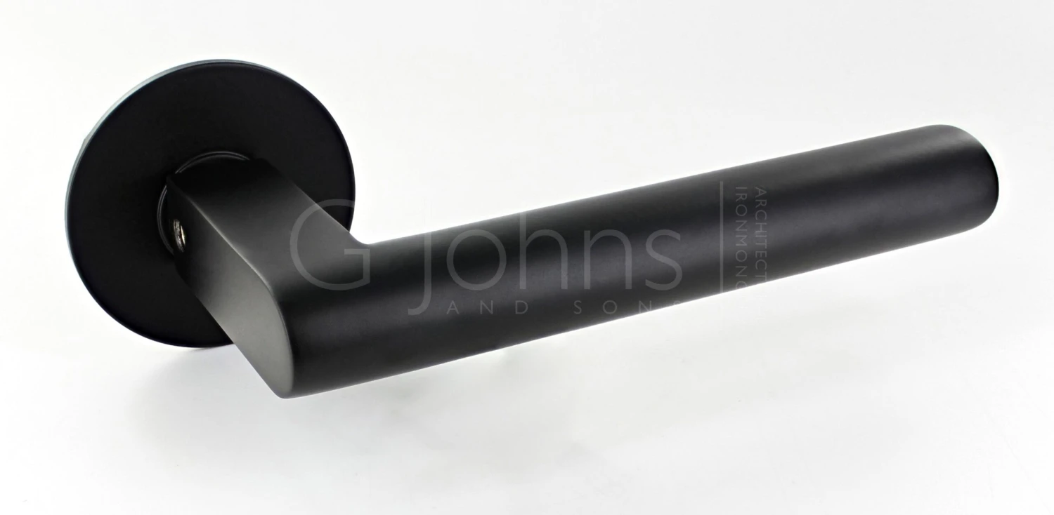 Madeira Round Rose Lever Handle On Ultra Thin Round Rose - Matt Black