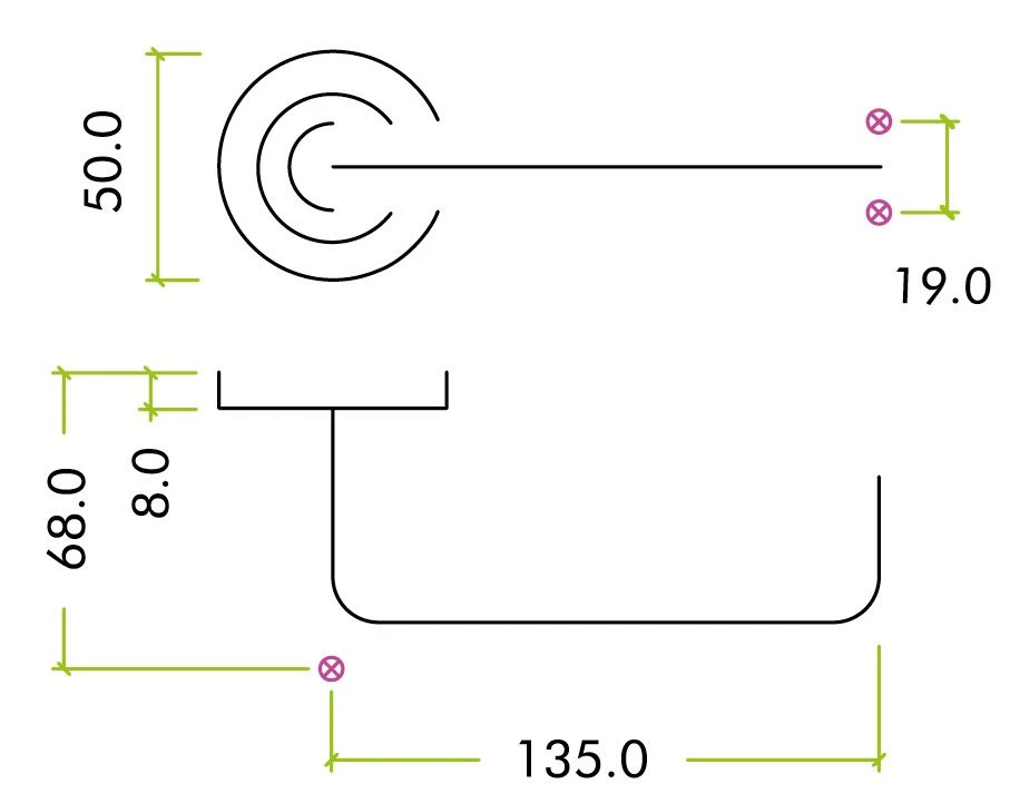 Maggiore Return To Door Round Rose Lever Handles - Satin Brass PVD Plated - Image 2