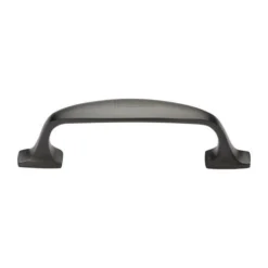 Classic Design D Shape Cabinet Pull Handle With Rectangular Roses - Matt Bronze (Lacquered)