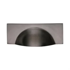 Half Moon Shape Cup Handle With Rectangular Back Plate - 112mm Width - Rear Fixing - Matt Bronze (Lacquered)